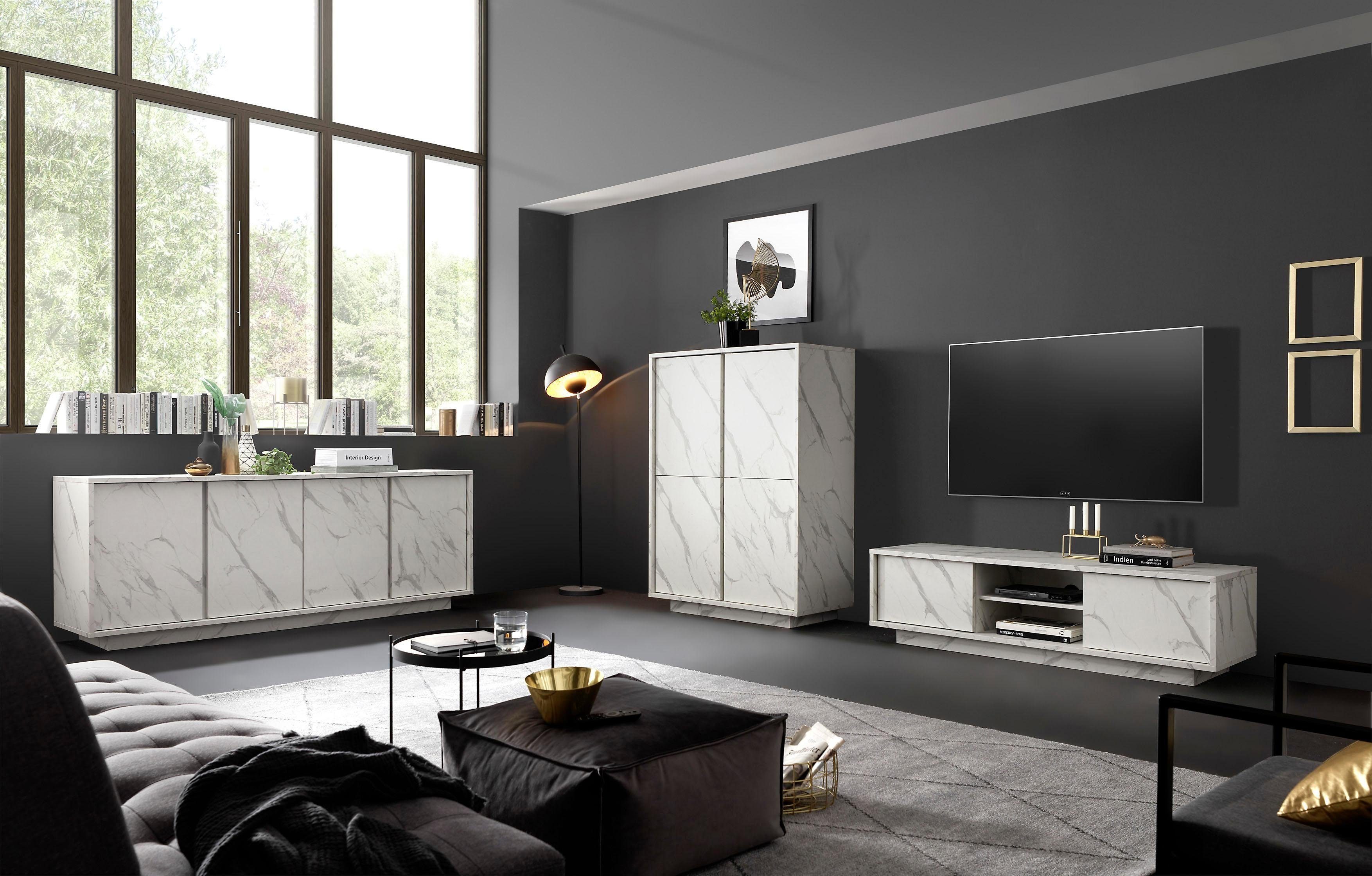 LC Highboard Carrara, grifflos