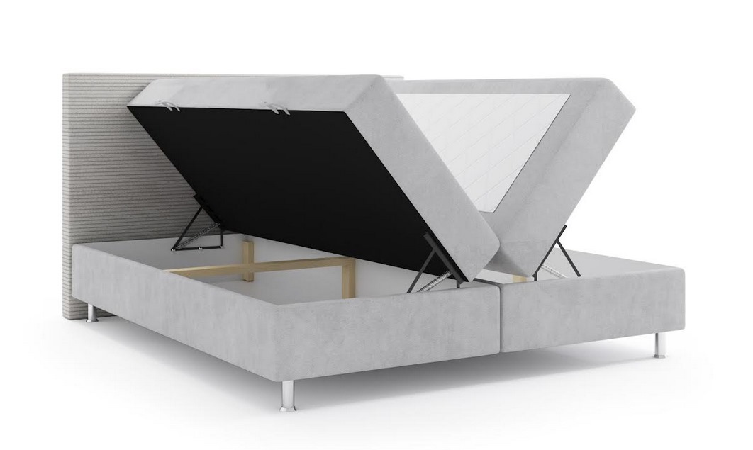 Möbel Punkt Boxspringbett RIO mit Bettkasten 180 x 200 cm Webstoff Schwarz Bett Bettkasten Topper