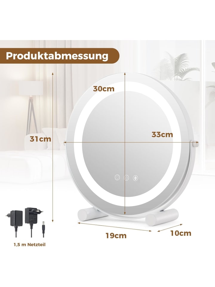 COSTWAY Kosmetikspiegel mit Beleuchtung in Silber günstig kaufen onesize