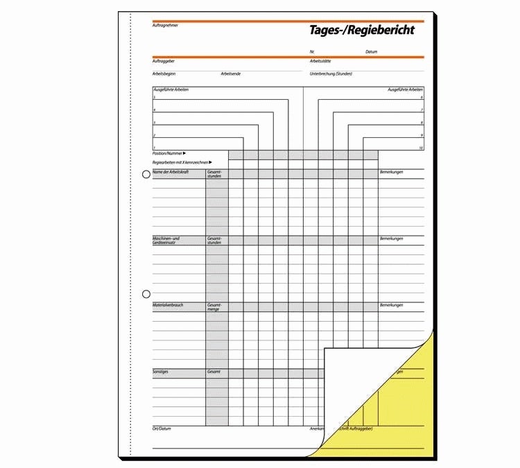 Sigel Formularbücher Tages-/Regiebericht