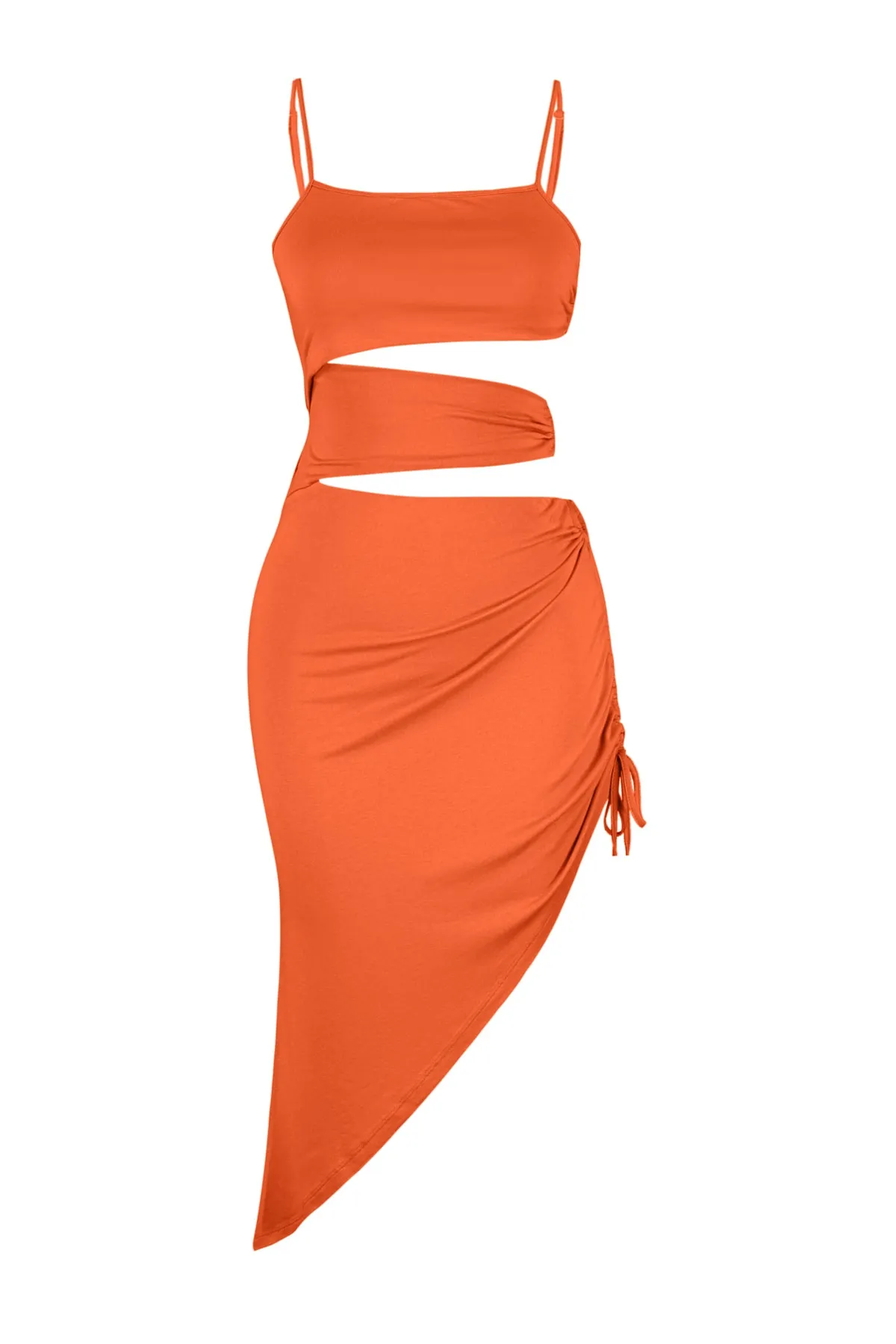 Trendyol Collection  Orangefarbenes, tailliertes, gestricktes Mini-Strandkleid mit Ausschnitten/Fenstern TBESS23EL00159
