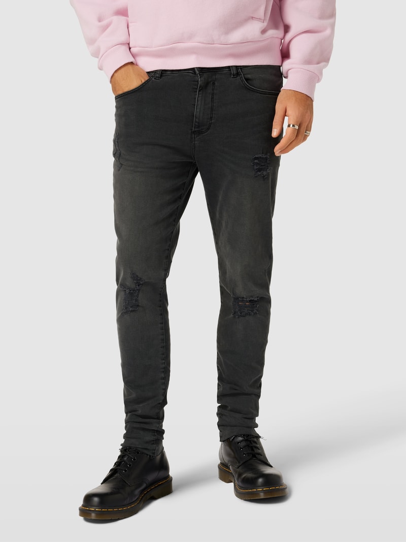 Skinny Fit Jeans im Used-Look in anthrazit