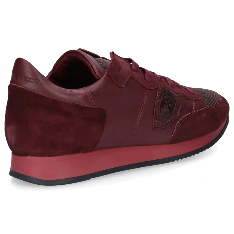 Philippe Model - Sneaker TROPEZ Glattleder Textil Veloursleder Logo Patch bordeaux - rot