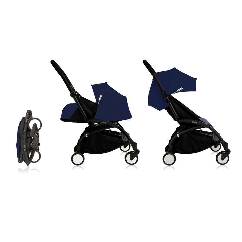 Poussette Yoyo2 4 roues châssis noir 0+ et 6+ bleu Babyzen