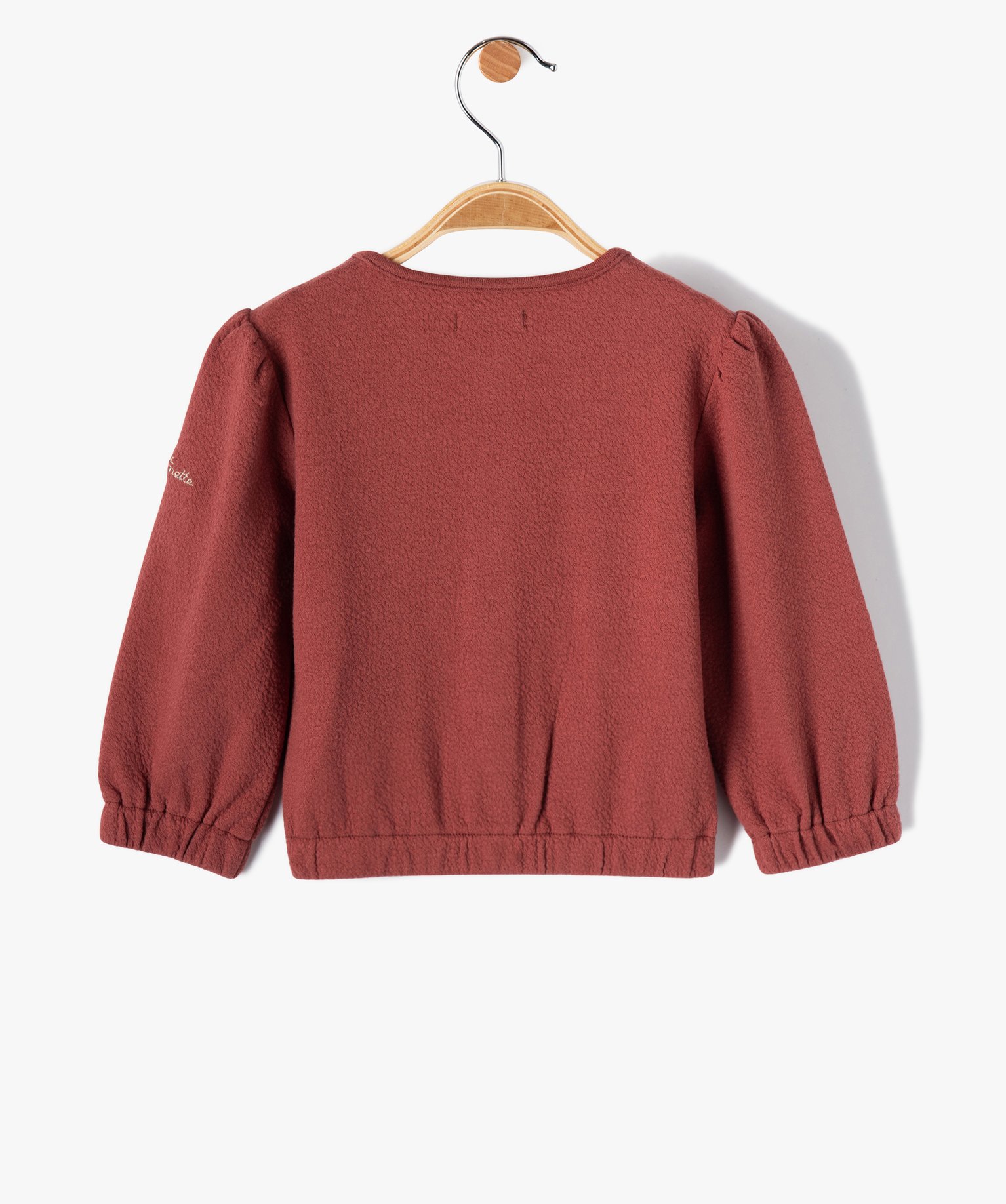 Sweat bébé fille pressionné en maille fantaisie marron | GEMO