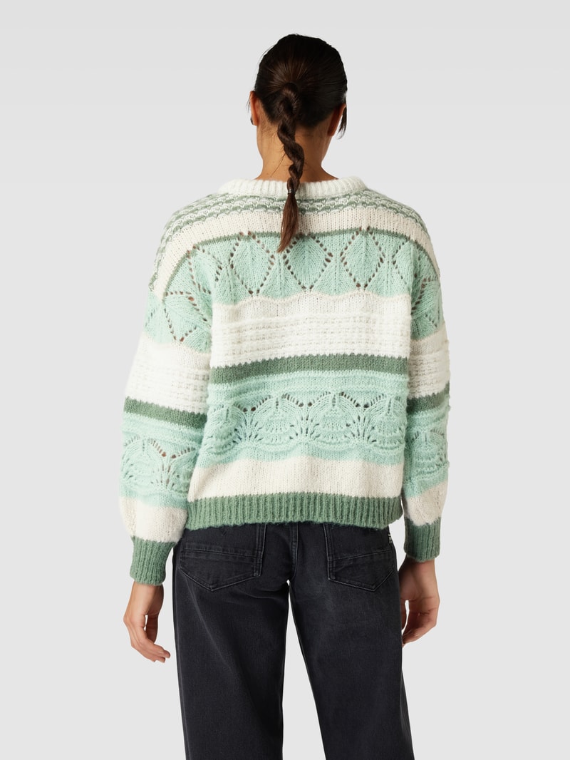 Strickpullover mit Streifenmuster Modell 'ADINA' in lindgrün