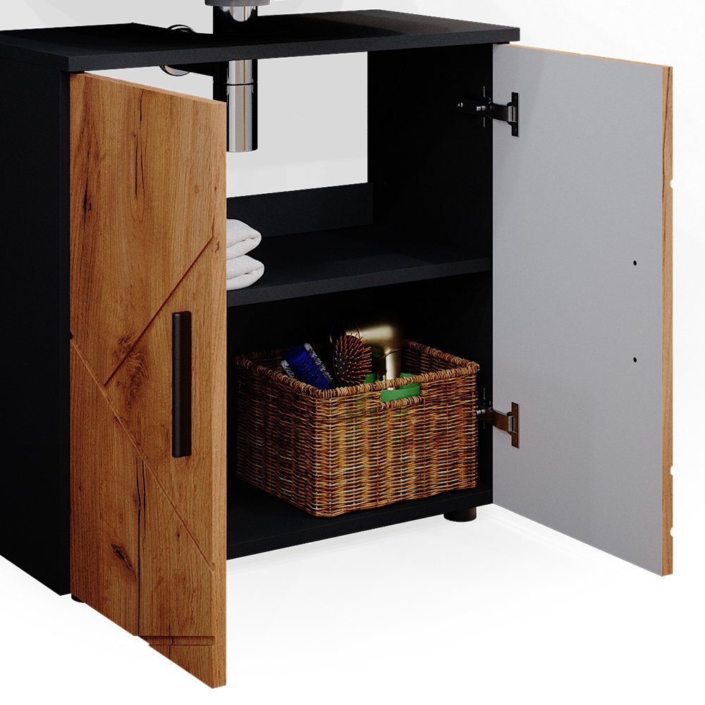 Vicco Badezimmer-Set Badezimmerset IRMA Anthrazit / Eiche Set 1, (2-er Set, 2-St., 2-er Set)