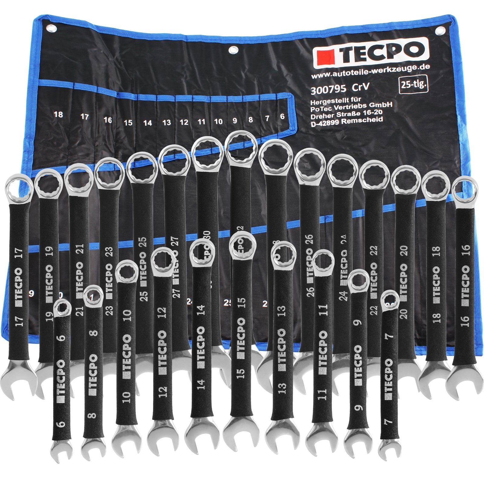 TECPO Maulschlüssel Satz mit rutschfesten Griff, 6-32mm