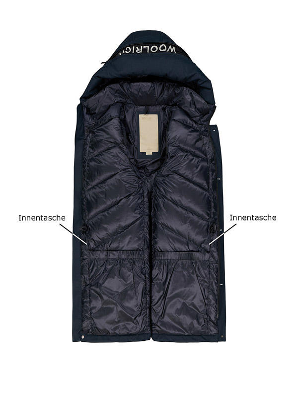 WOOLRICH, Daunenparka Arctic, Mikrofaser Magnettechnologie, blau