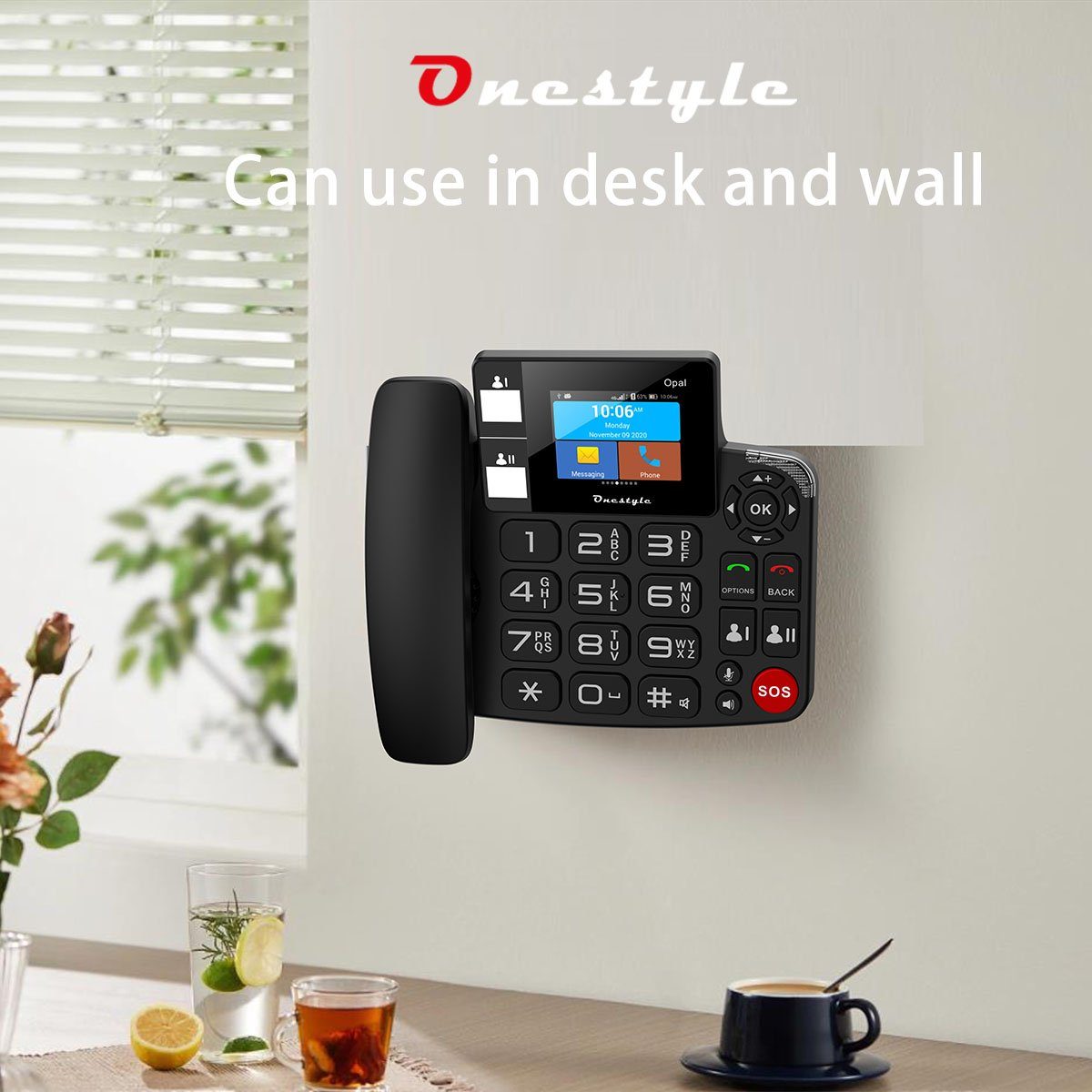 Onestyle Opal Tischtelefon mit WiFi, Dual-SIM für Senioren geeignet Großtastentelefon (Wi-Fi)