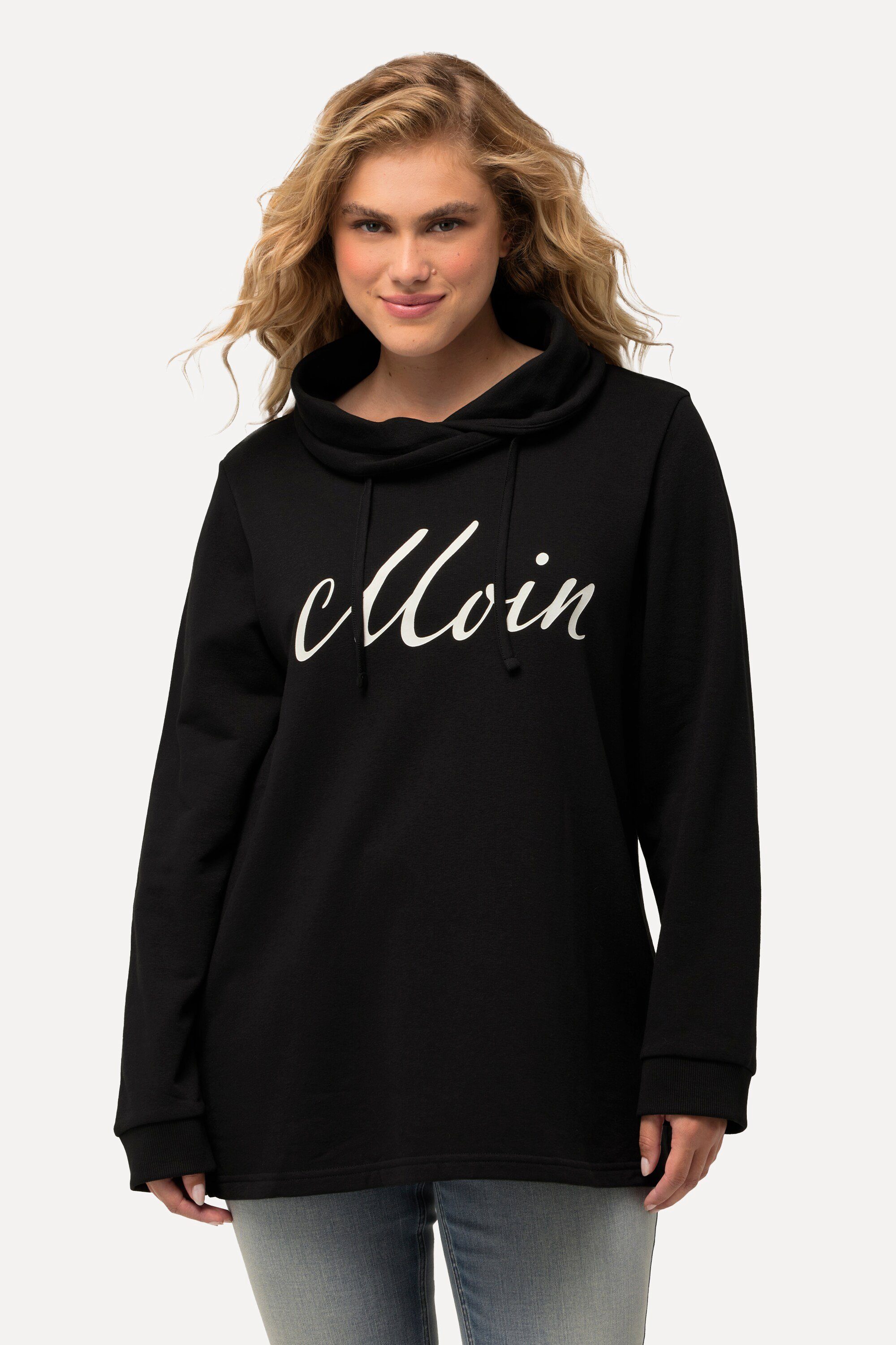 Ulla Popken Sweatshirt Sweatshirt Grußmotiv Stehkragen Langarm