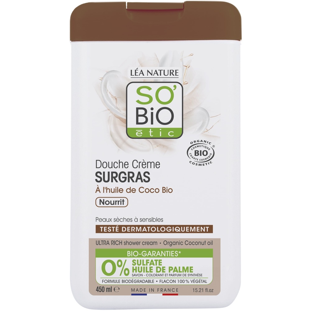 LÉA NATURE SO BiO étic Douche crème surgras, à l'huile de Cocobio, nourrit Douche crème