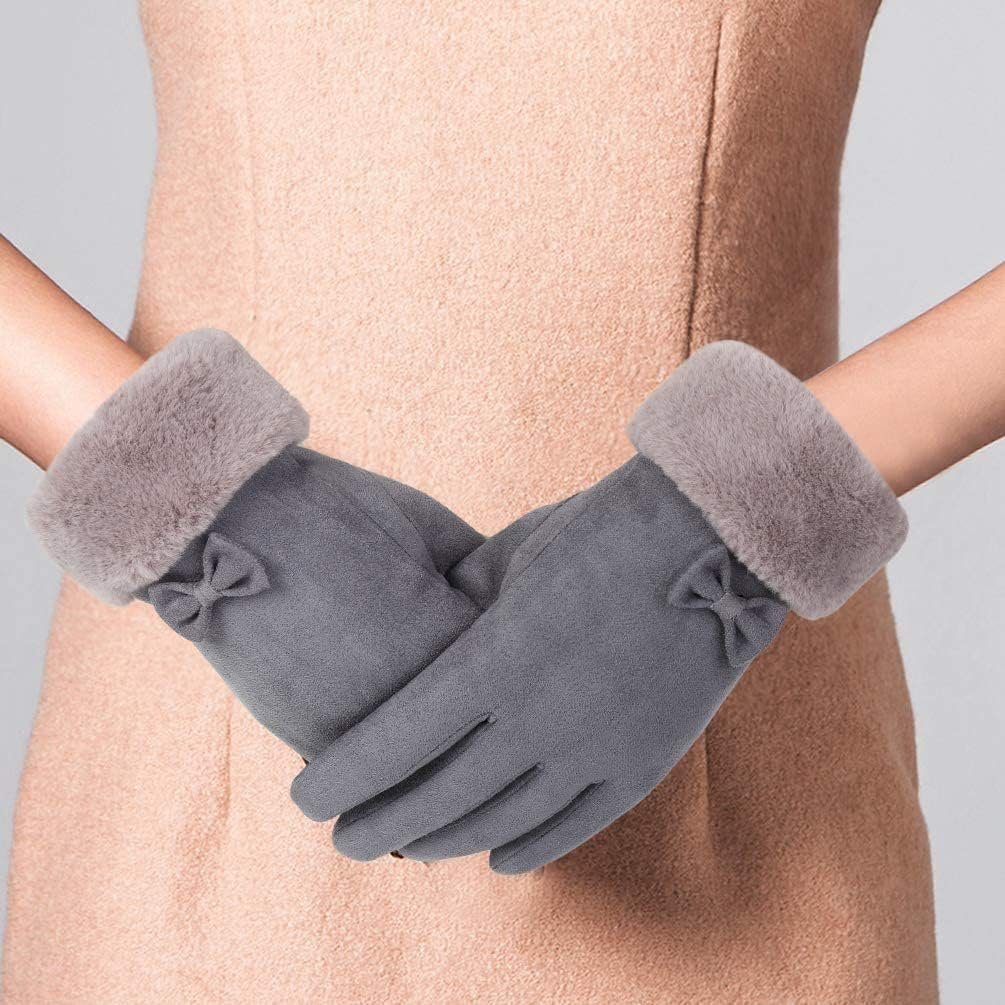 OOPOR Lederhandschuhe Damen- & Laufhandschuhe - Warm, wasserdicht, touchscreenfähig (Komplett-Set, 1 Paar WIldlederhandschuhe) arm, wasserdicht, touchscreenfähig - optimal für Outdoor-Aktivitäten.