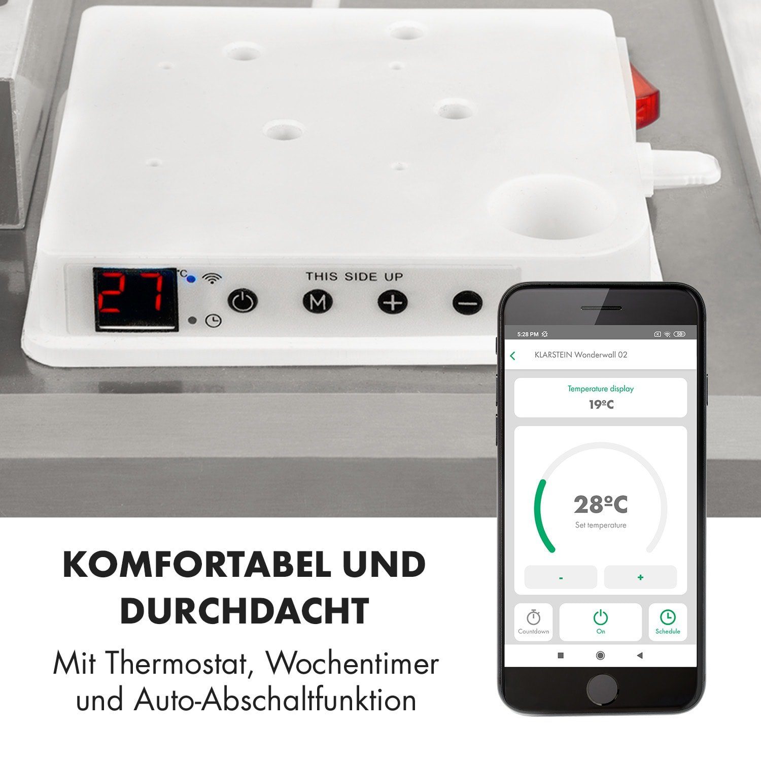 Klarstein Heizkörper Wonderwall Smart 300, elektrische Infrarot Wandheizung Thermostat Bild Heizung elektrisch
