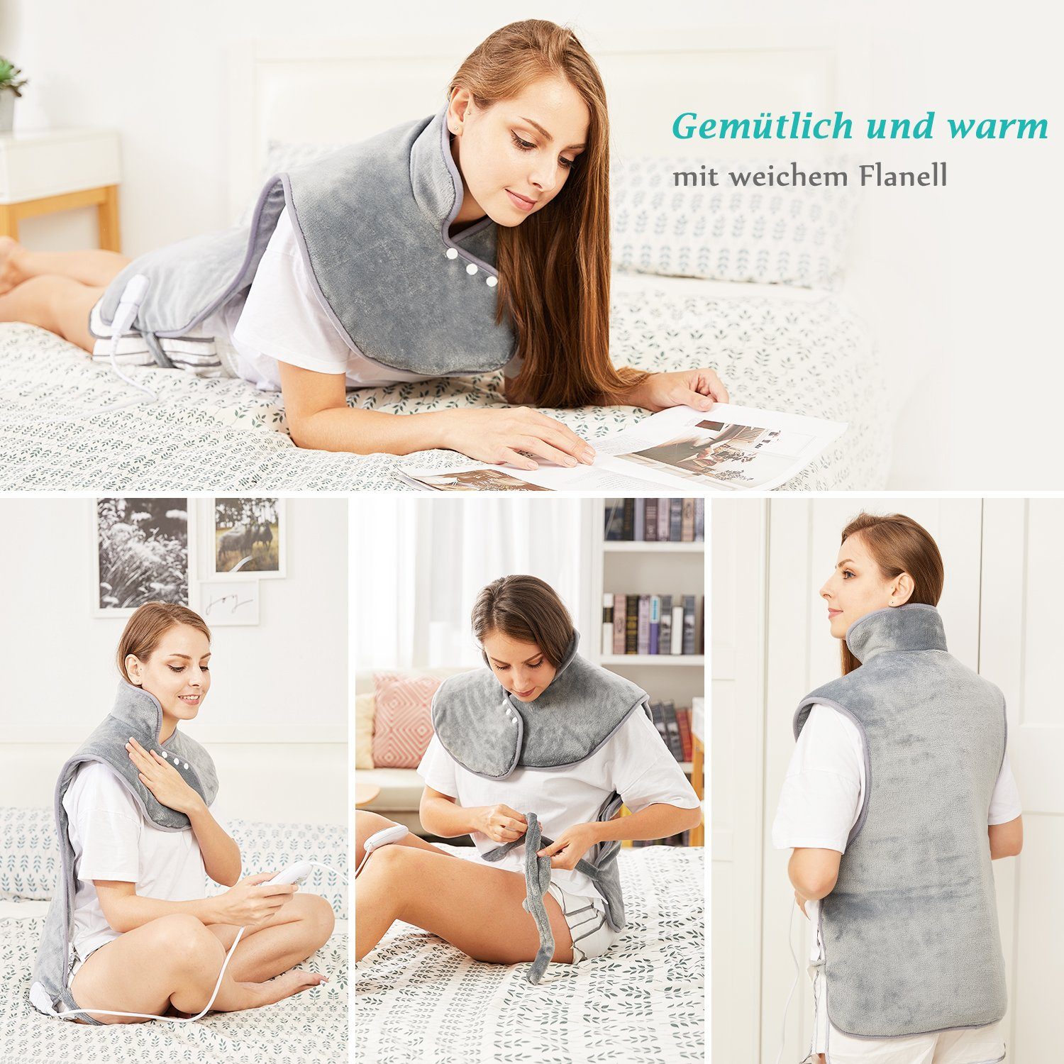 Mia&Coco Heizkissen Heizkissen für Rücken Schulter Nacken, Flauschig weiches Heizkissen in Wärmflaschenform