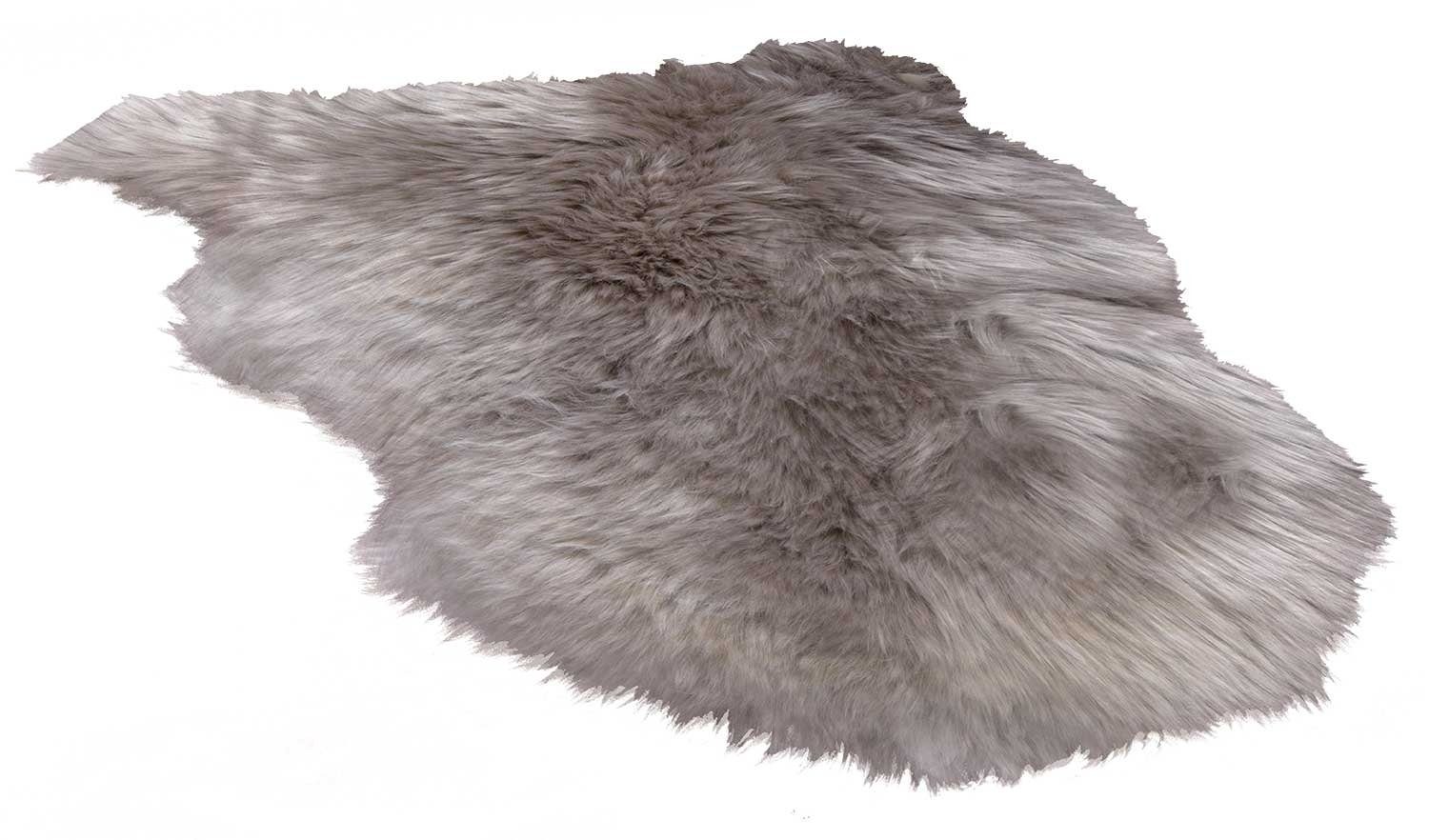Fellteppich Schaffell, Grau, 90 x 55 cm, Home4You, fellförmig
