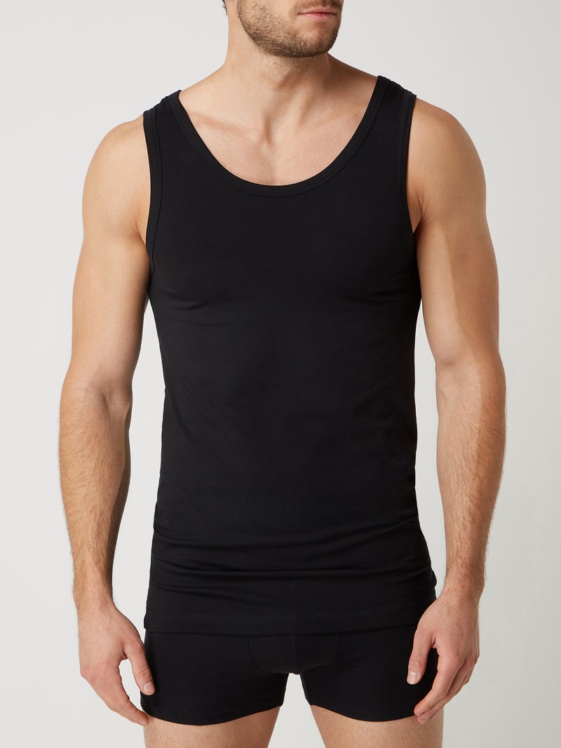Tanktop mit Stretch-Anteil im 2er-Pack in schwarz