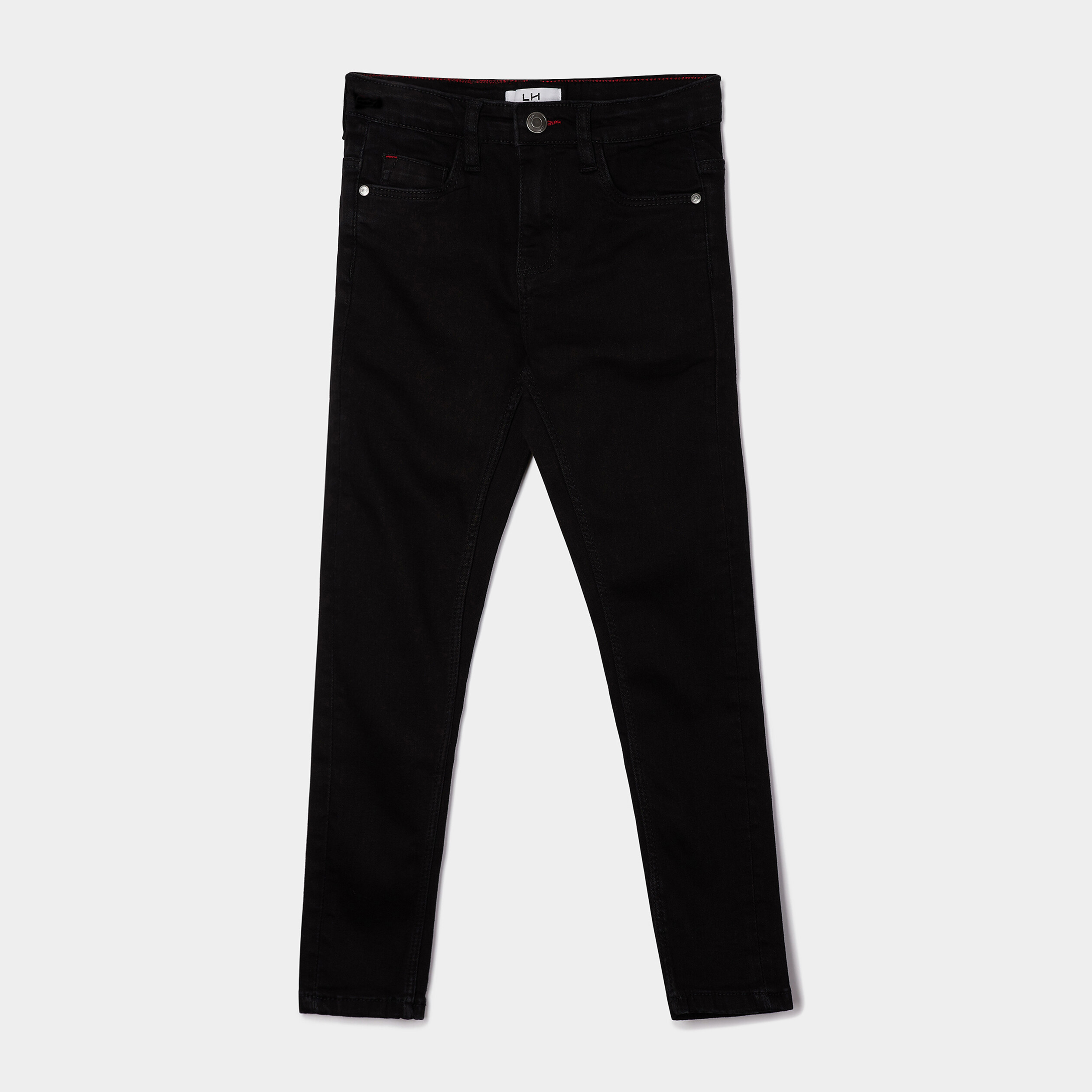 Jeans skinny taille ajustable effet usé noir garçon | La Halle