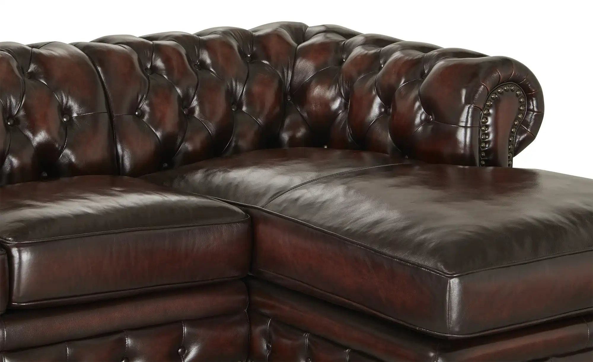 Primo Ecksofa Bezug aus Echtleder Chesterfield