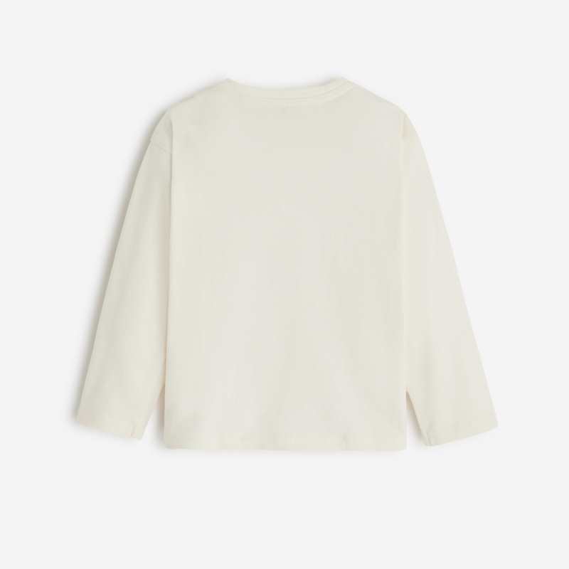 T-shirt blanc cassé à fleurs fille en coton Catimini