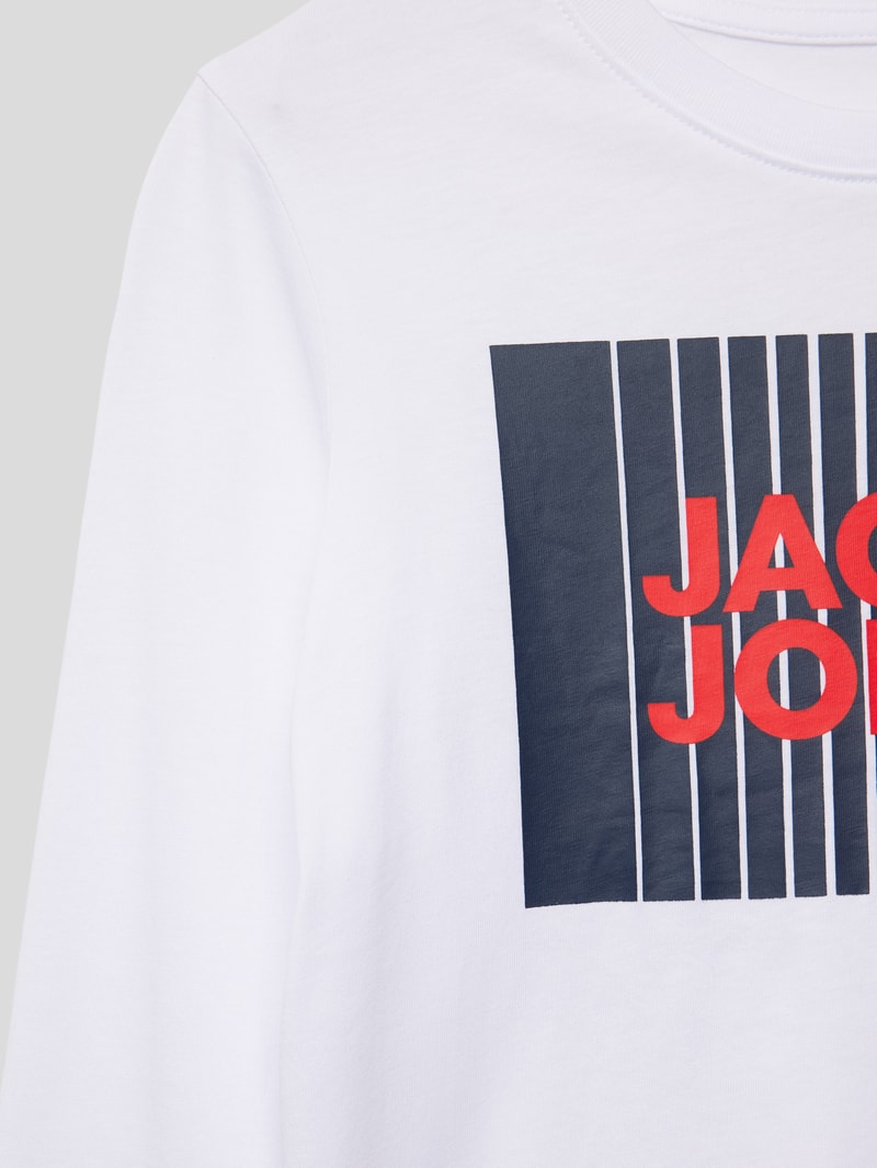 Longsleeve mit Label-Print Modell 'PLAY' in weiß