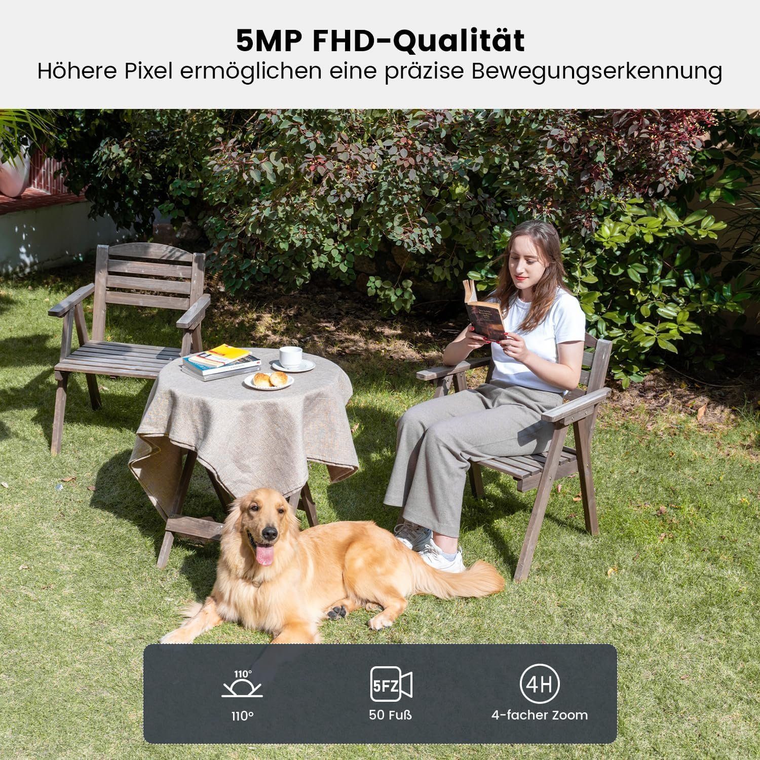 ieGeek 5MP 2K Überwachungskamera Aussen WLAN, PTZ Outdoor IP Kamera Überwachungskamera (Aussen, Außen, Außenbereic, Innenbereich, WLAN Dome Kameramit 15M Farbiger Nachsicht, Plug-in Wifi-Uberwachungskameras, Mit Alexa, Humanoide Erkennung, Amazon Ech