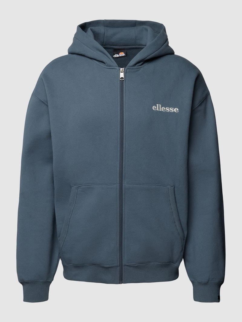 Sweatjacke mit Label-Stitching Modell 'MICHELANGELO' in rauchblau