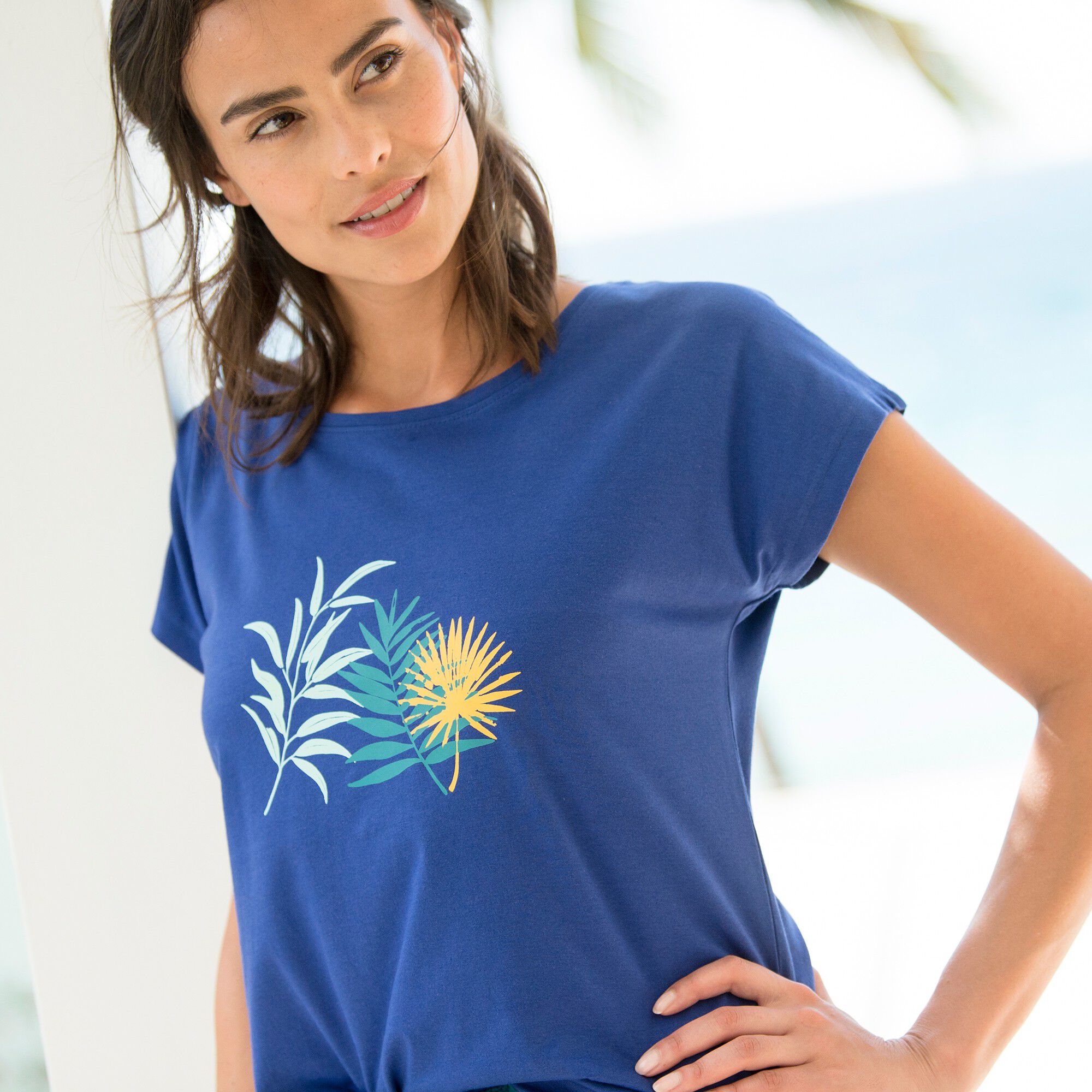 Tee-shirt de pyjama en coton manches courtes