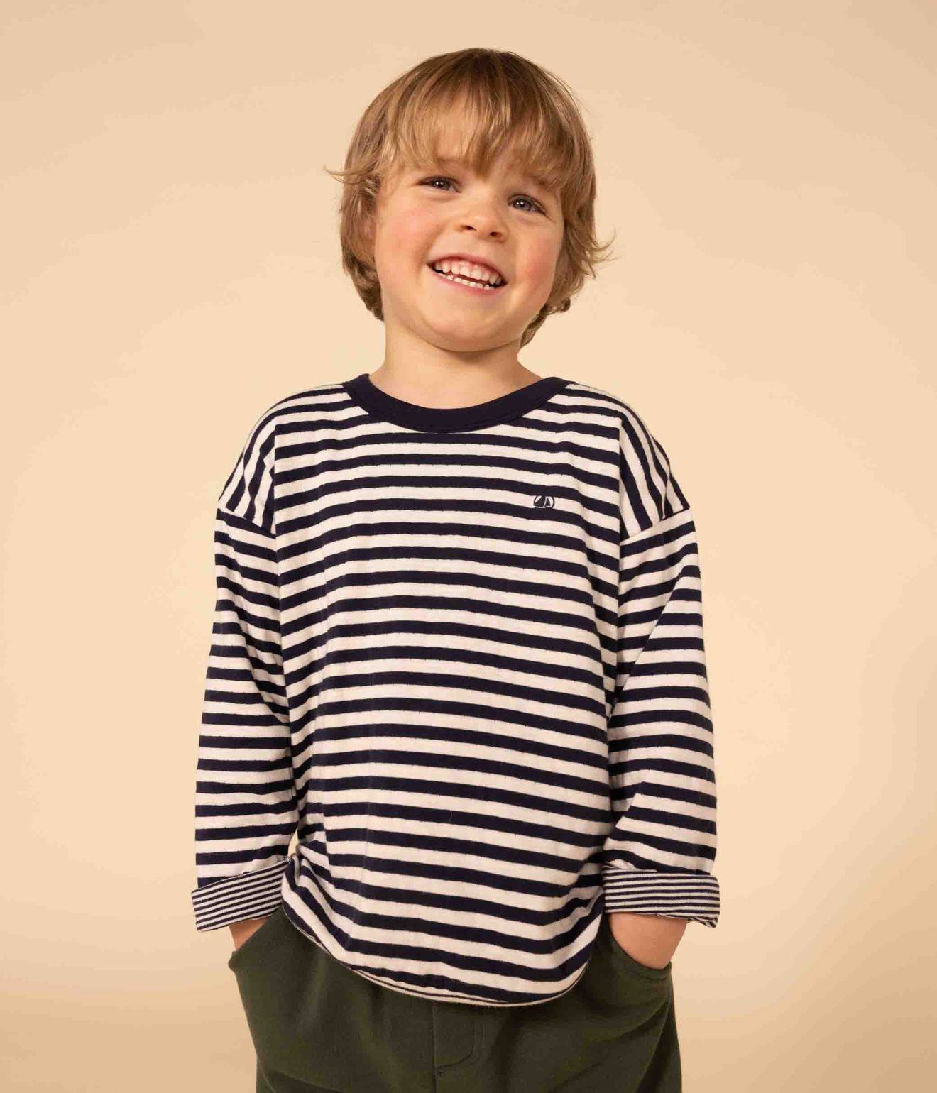 T-shirt manches longues en tubique PETIT BATEAU bleu imprimé