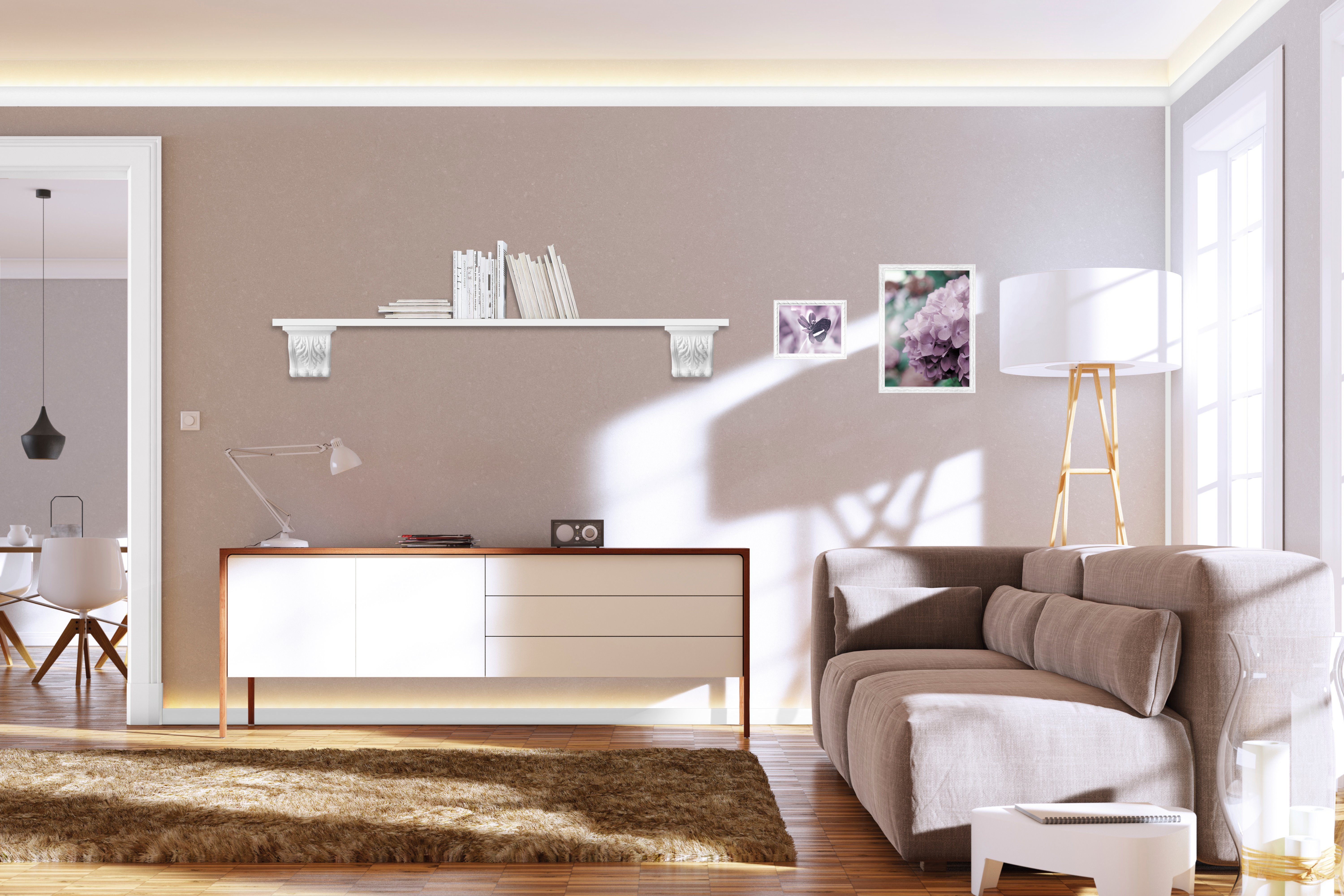 Homestar Zierleiste Lichtleiste Anja, einfache Montage durch Ankleben mit HOMESTAR® SX100, Polystyrol, ohne LED-Stripesystem, farbig überstreichbar