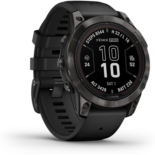 FĒNIX® 7 PRO - SAPPHIRE SOLAR EDITION SCHWARZ/CARBONGRAU TITAN DLC MIT QUICKFIT®-SILIKON-ARMB