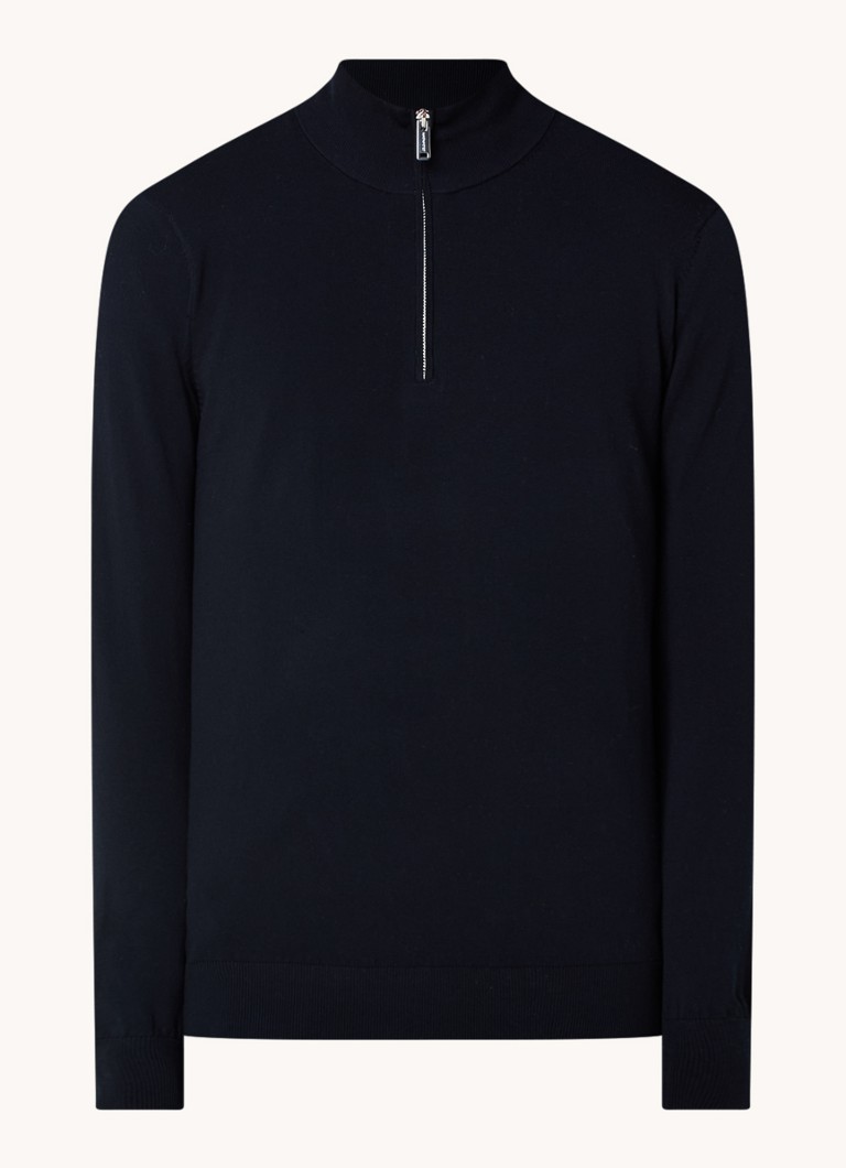 Profuomo Fine-knit pullover with half zip