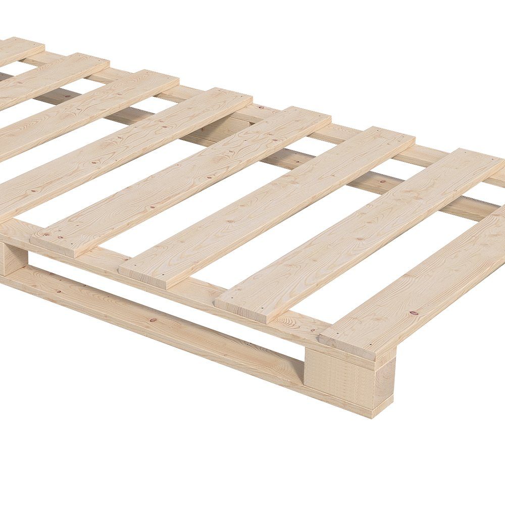 VitaliSpa® Massivholzbett Palettenbett Holzbett Palettenmöbel 90 x 200 cm Natur