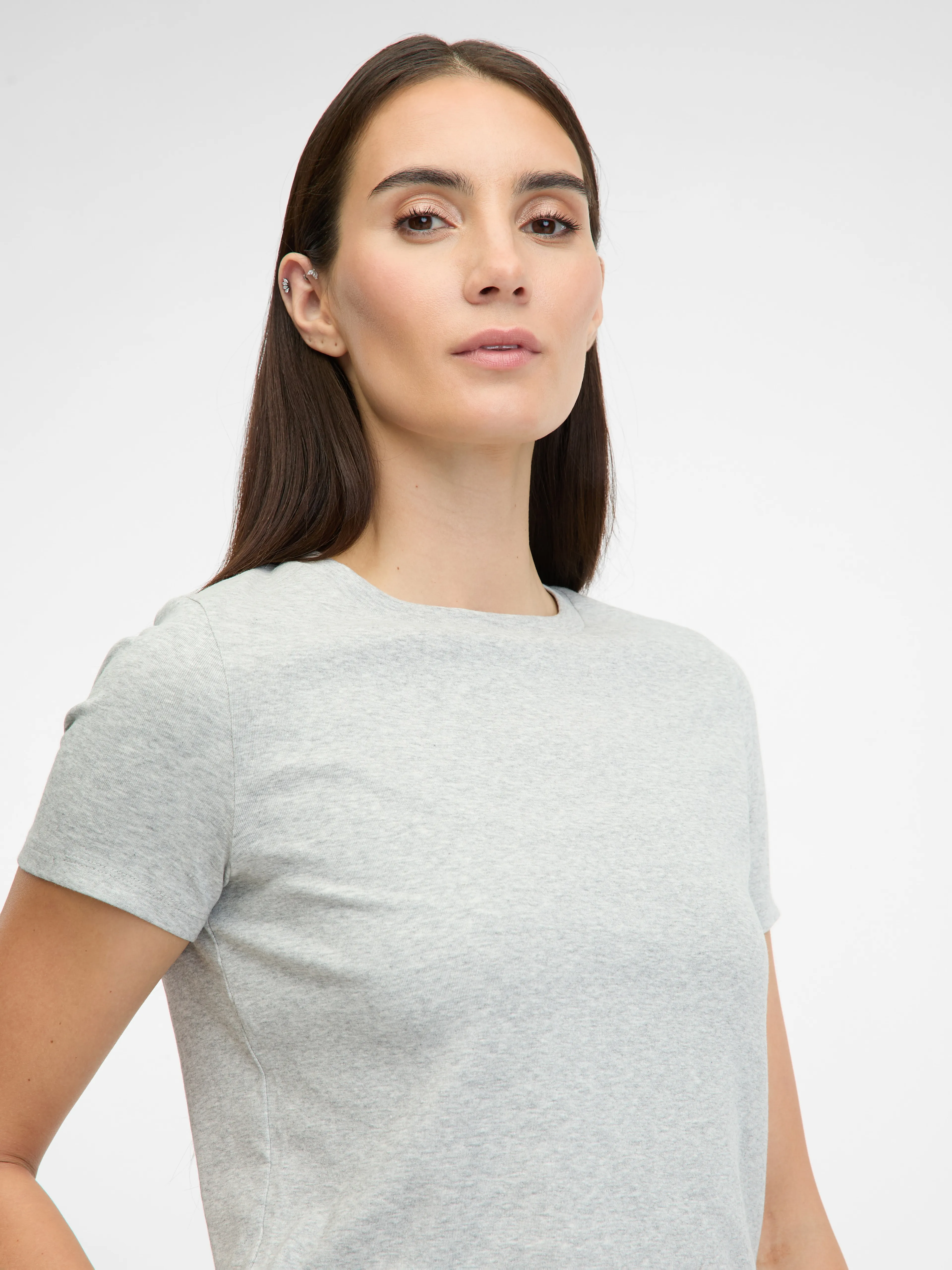 Hellgraues Damen-Kurzarm-T-Shirt ORSAY