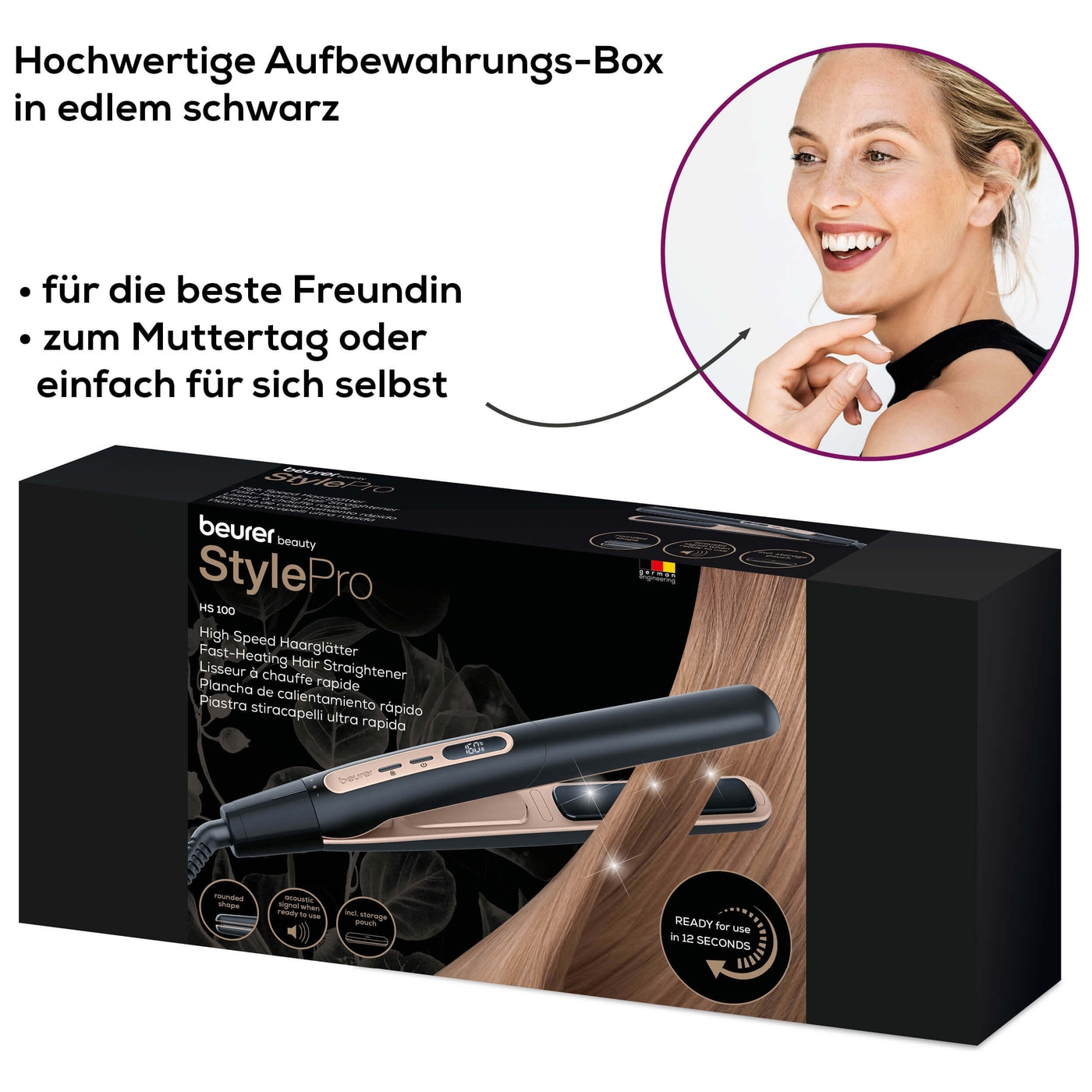 Beurer Haarglätter HS 100-Glätteisen mit Ionenfunktion - einsatzbereit in nur 12 Sekunden