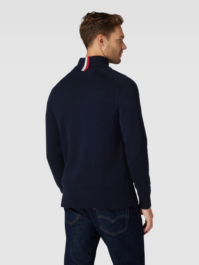 Strickjacke mit Label-Stitching Modell 'MONOTYPE' in marineblau