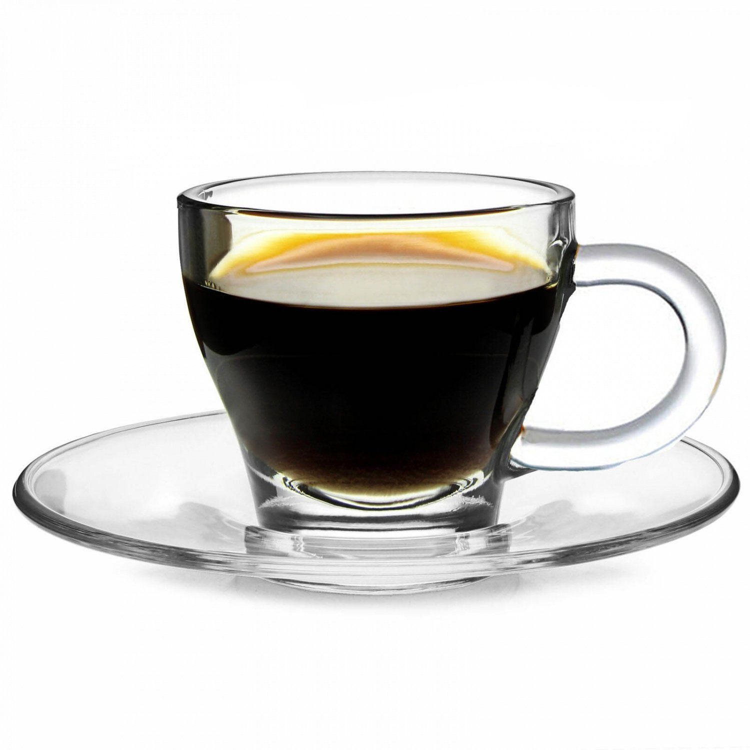 Dimono Tasse Tee & Kaffeetassen Set; 80 ml Fassungsvermögen, Borosilikatglas, Espresso Gläser & Untertasse