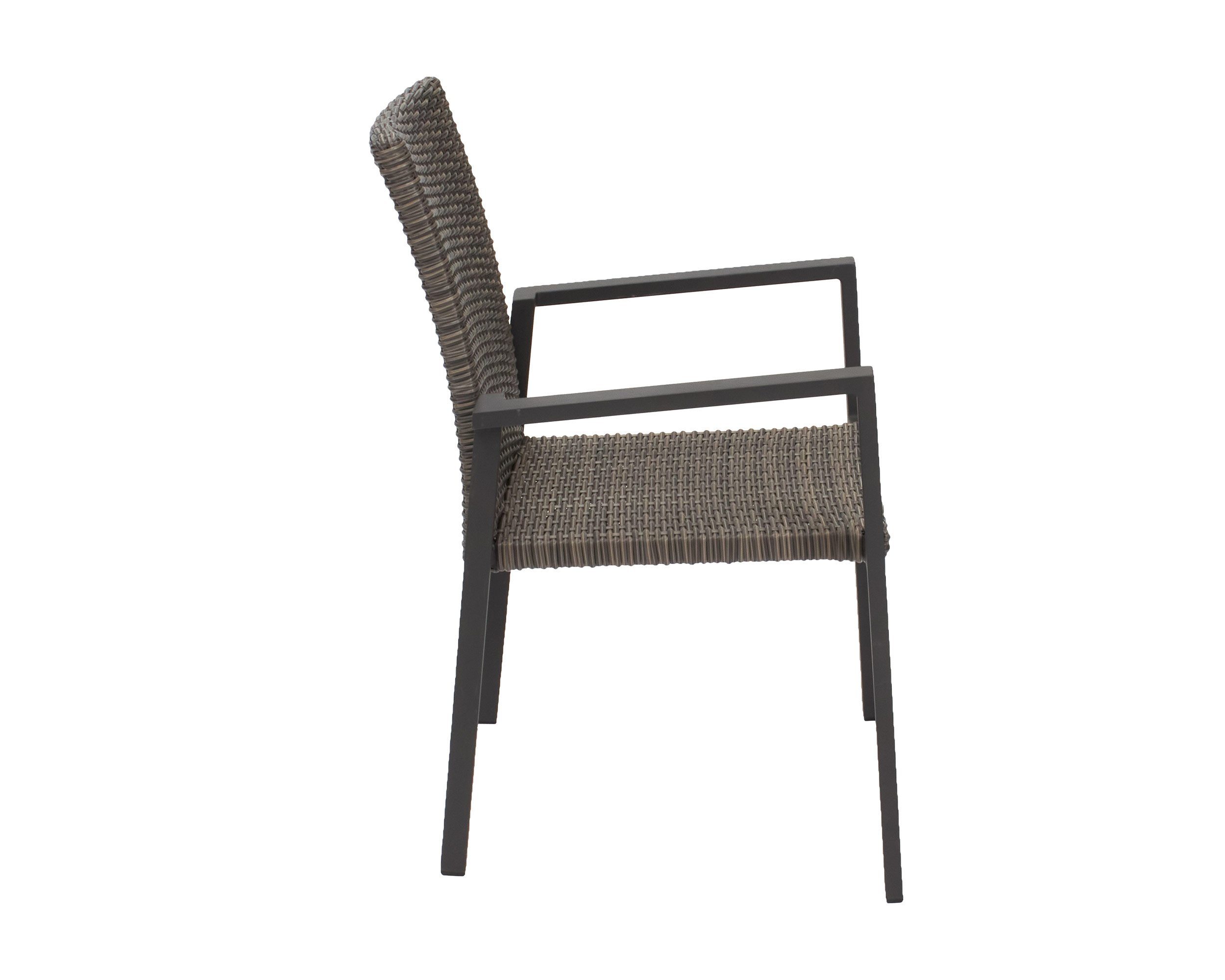 LC Garden Stapelstuhl LC Garden 4er Set Komido Stapelstühle omega braun 60x57x88cm stapelbare Armlehnstühle aus handgeflochtenem Polyrattan
