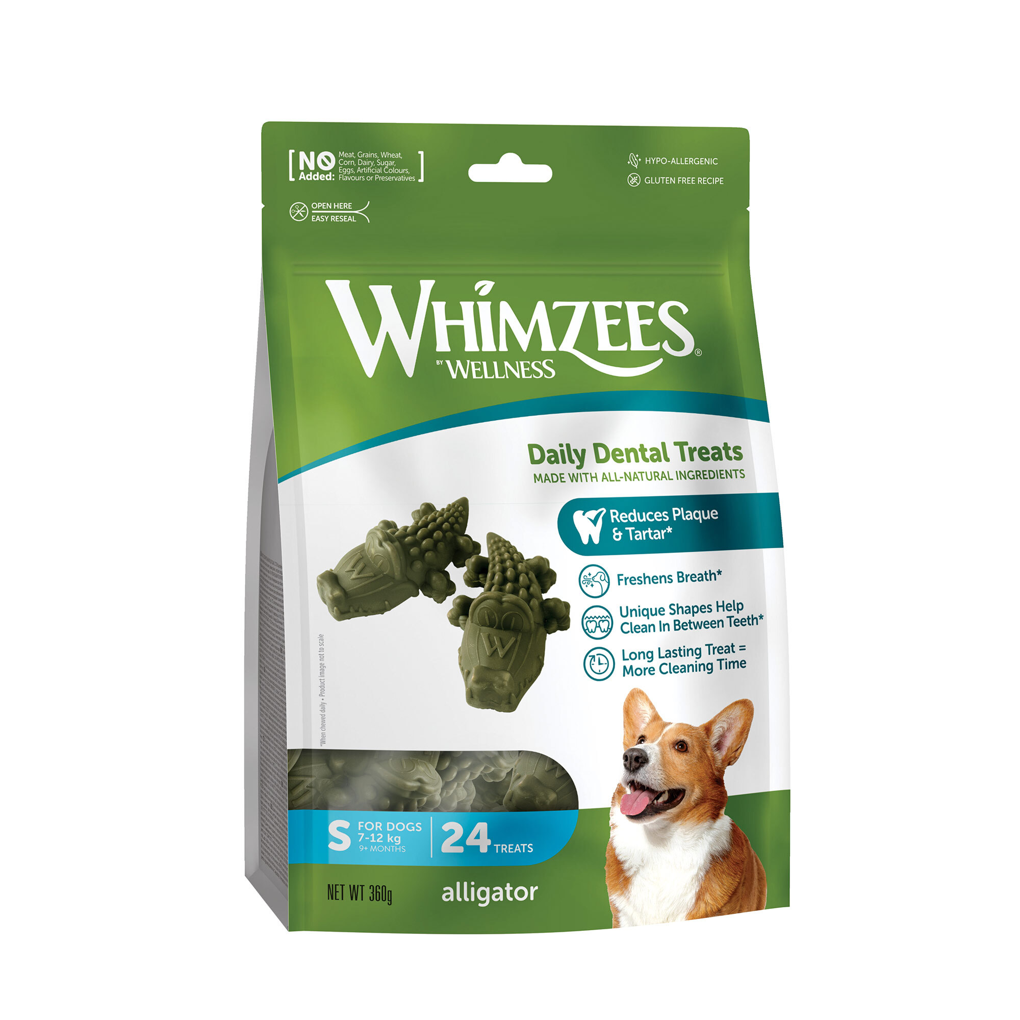 WHIMZEES Snacks WHIMZEES Zahnpflegesnacks Alligator 360 g (24 Stück)