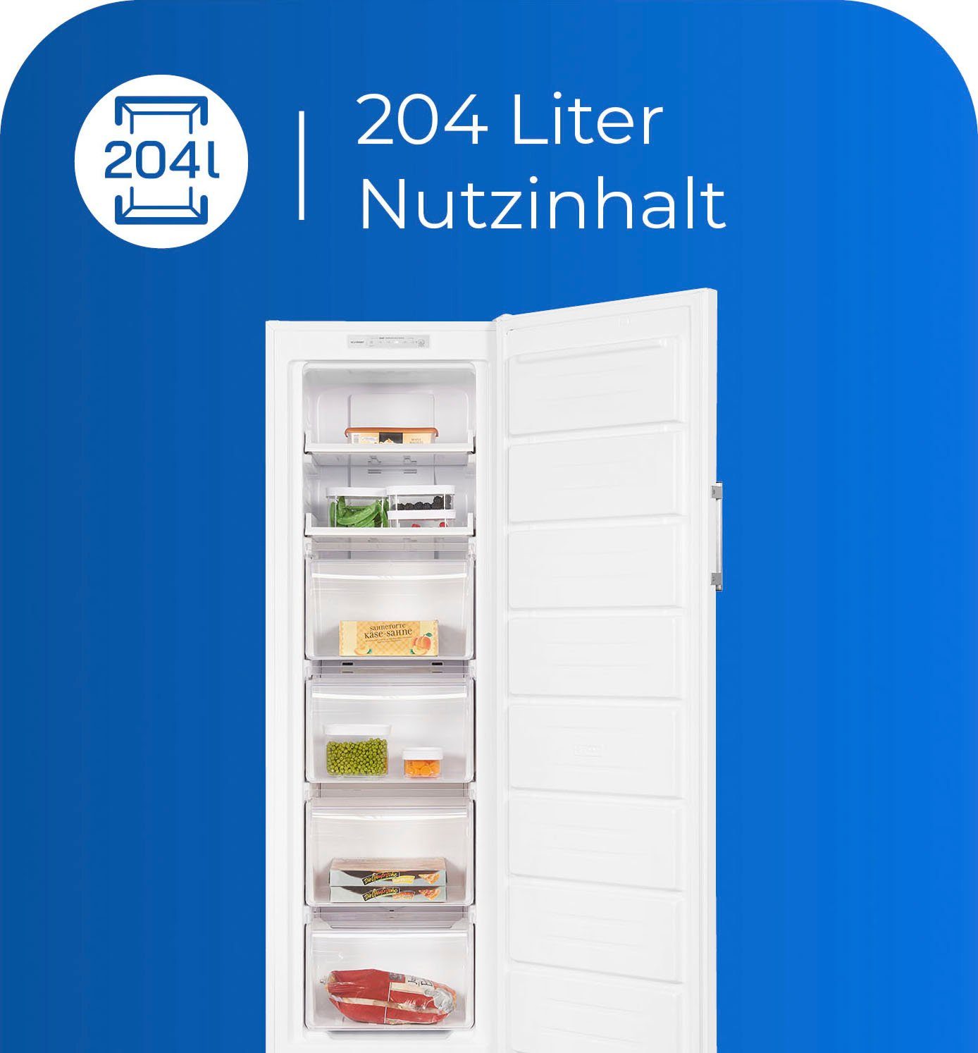 exquisit Gefrierschrank GS271-NF-H-040D weiss, 170,5 cm hoch, 54 cm breit
