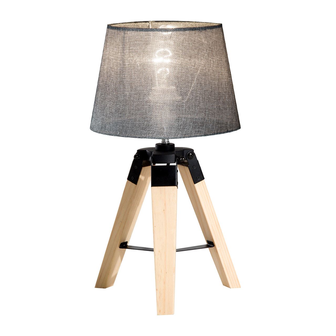 HOMCOM Tischleuchte Tischlampe Nachttischlampe E27 Leinenoptik, Kiefer Polyester, 24x24x45cm