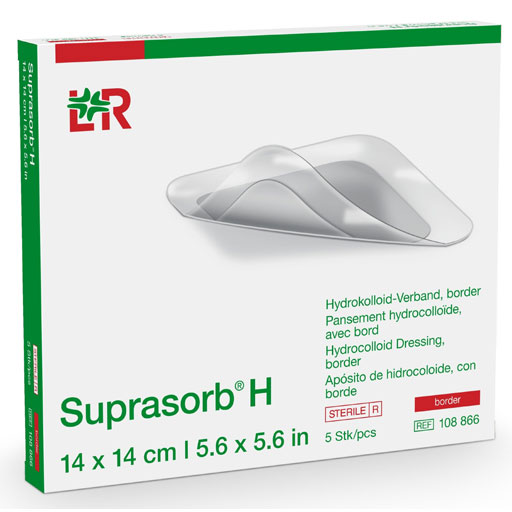 SUPRASORB H Hydrokoll.Verb.border 14x14 cm  5 St  Verband