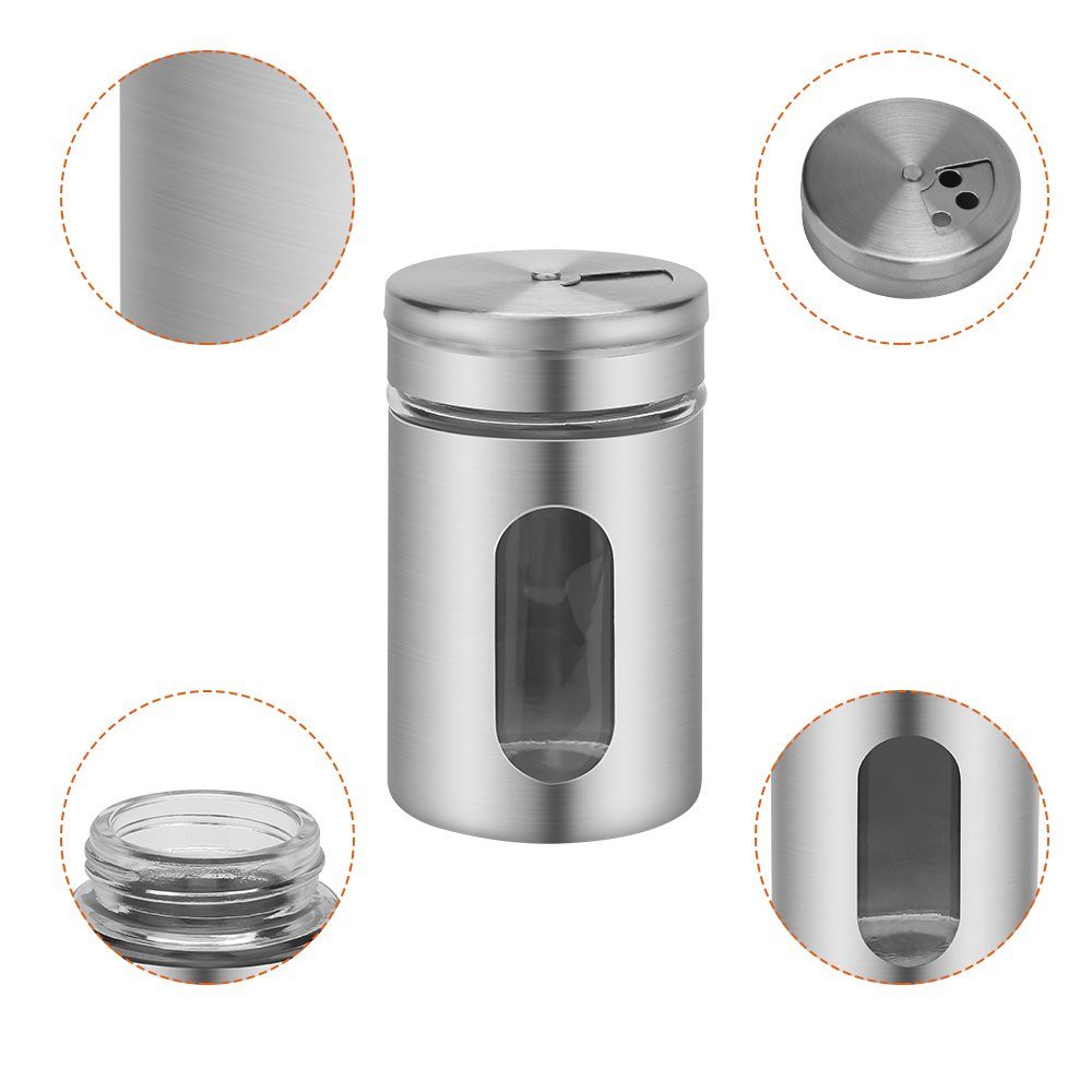 TolleTour Gewürzständer 12X Gewürzstreuer Edelstahl Pfeffer Salz Gewürze Glas Gewürzdose Set, (Set, 12-tlg)