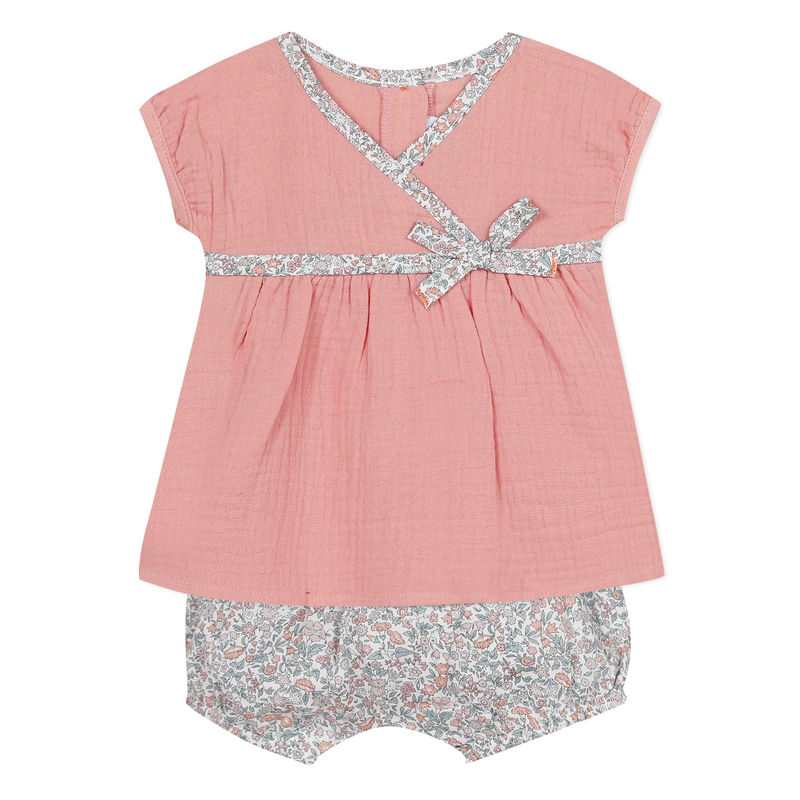 Ensemble bloomer rose imprimé Liberty naissance Absorba