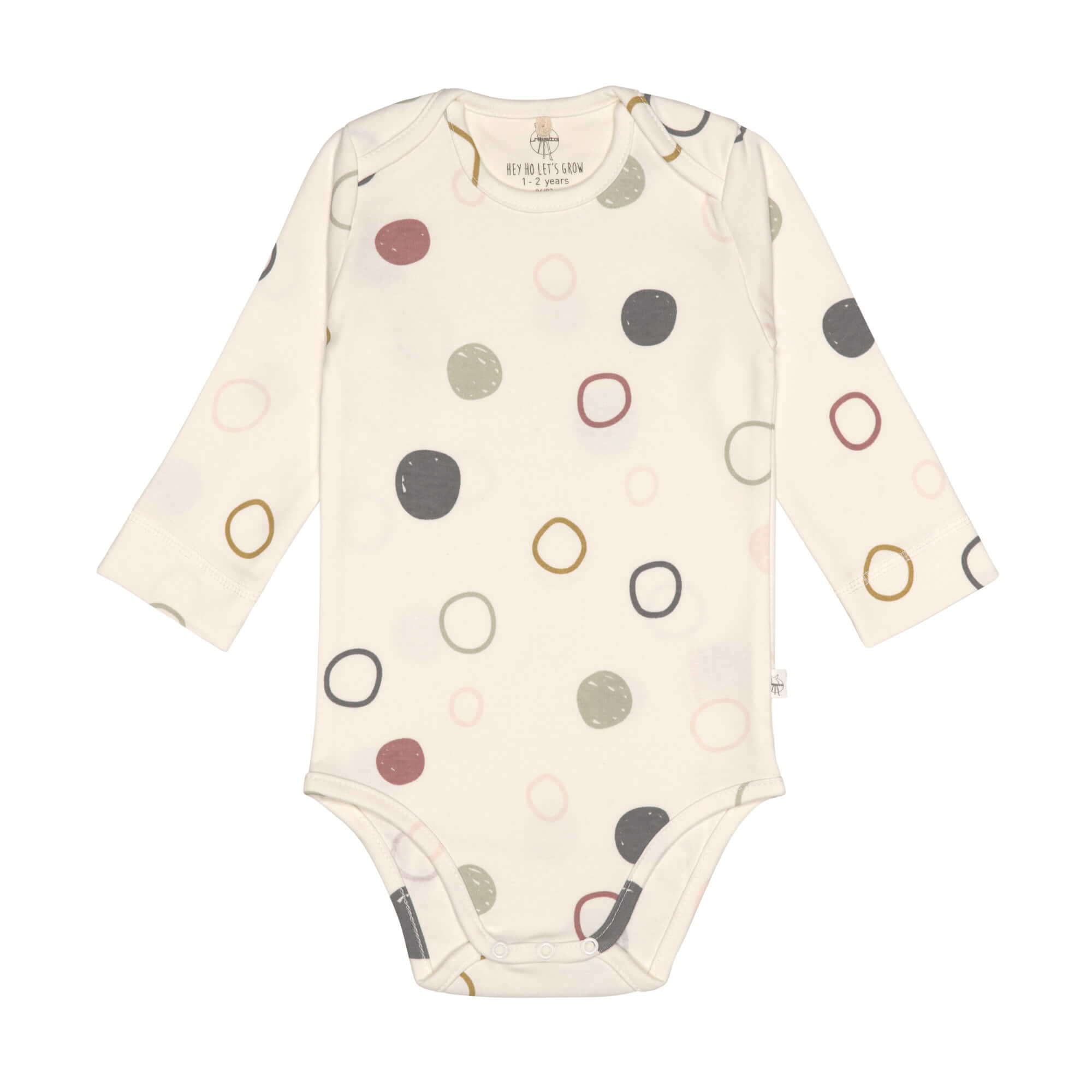 Baby Body langarm - Bio Baumwolle, Kreise, Beige