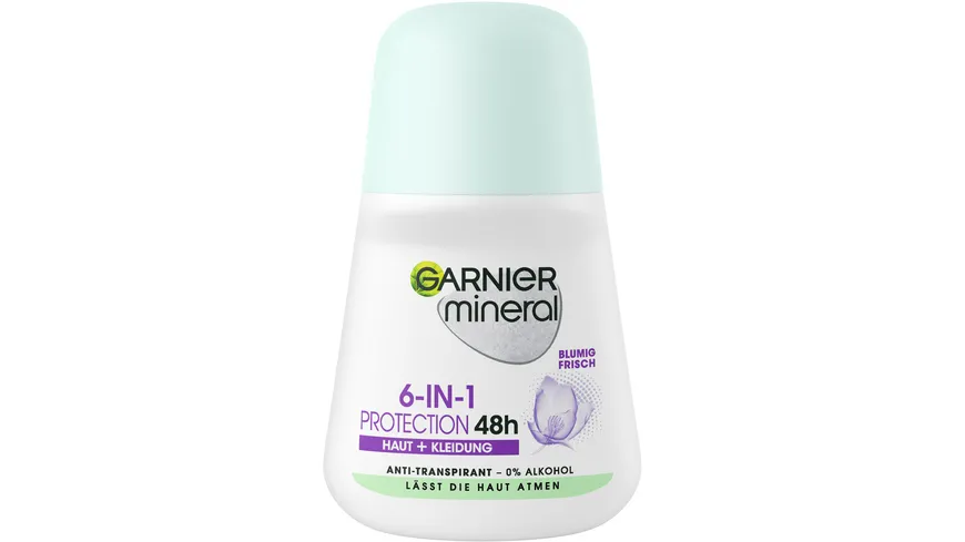 Garnier Mineral Deo Roller Protection 5 - 48h Anti-Schweiß für ein lang anhaltendes Gefühl von Frische ohne Rückstände 50 ml