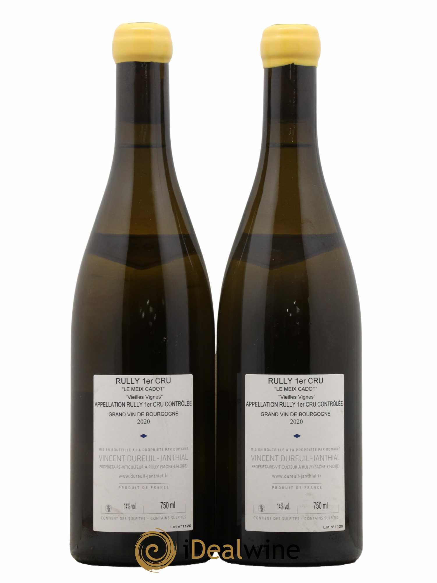 Rully 1er Cru Le Meix Cadot Vieilles Vignes Vincent Dureuil-Janthial  2020 - Lot de 2 Bouteilles