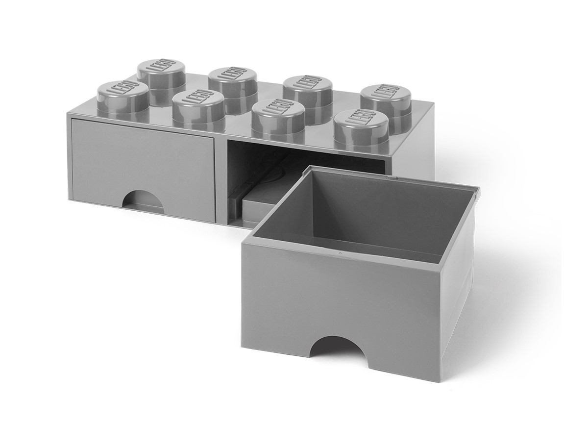 LEGO® Aufbewahrungsstein mit 8 Noppen und Schubfächern in Steingrau 5005720