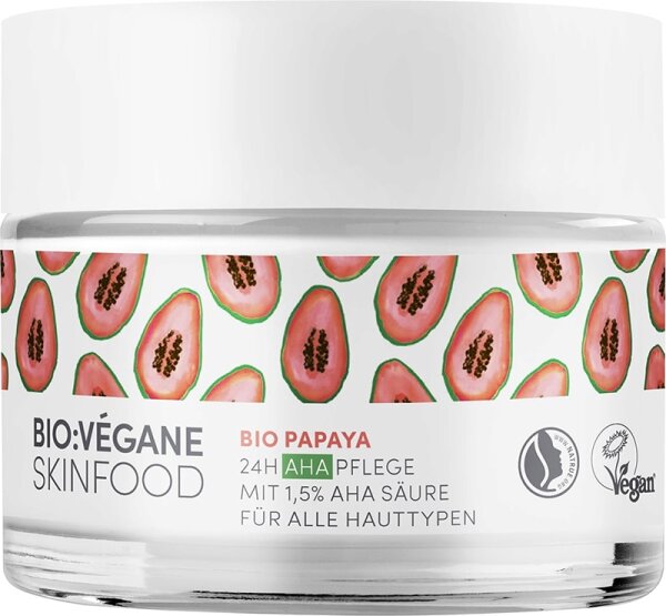 Bio:Végane Skinfood Bio Papaya 24h AHA Pflege - Gestresste Haut Gesichtscreme
