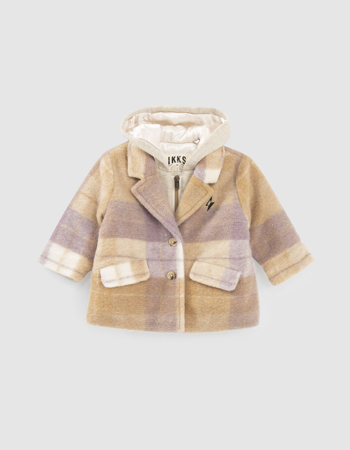 Manteau parme motif carreaux bébé fille